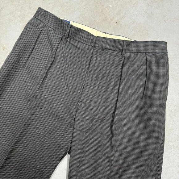 Polo Ralph Lauren Pleated Dress Pants Cotton Wool Trousers Houndstooth 36x27 - Picture 3 of 11